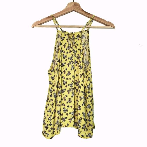 Ultra Flirt | Floral Crepe Sunny Yellow Tank Top - Picture 3 of 7